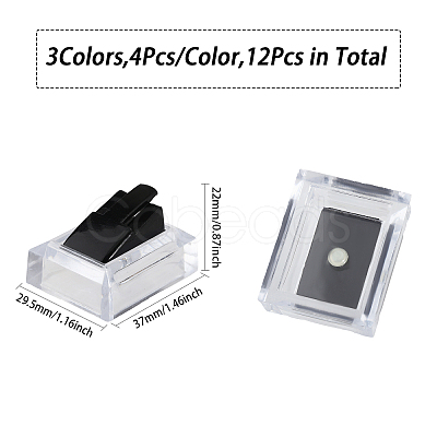 12Pcs 3 Colors Rectangle Acrylic Finger Ring Stands RDIS-FG0001-26-1