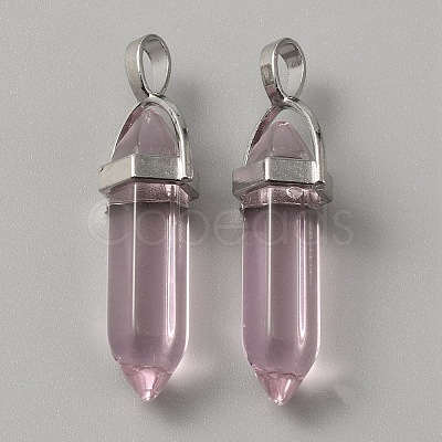Glass Double Terminal Pointed Pendants G-WH0016-40B-1