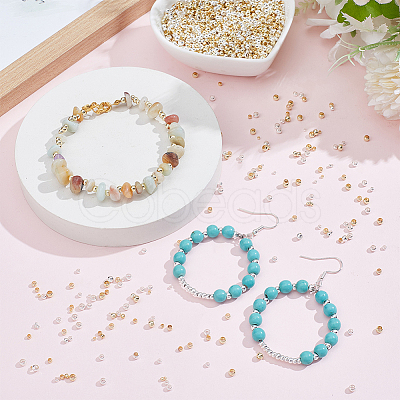 400Pcs 8 Styles Rondelle Brass Crimp Beads KK-NB0003-83-1