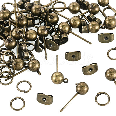 20Pcs Brass Ball Post Stud Earring Findings FIND-TA0011-06AB-1