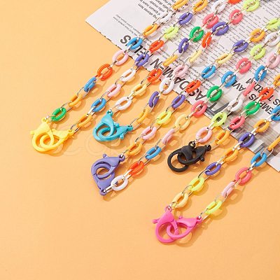 Acrylic Aluminium Cable Chain Necklaces NJEW-JN03627-1