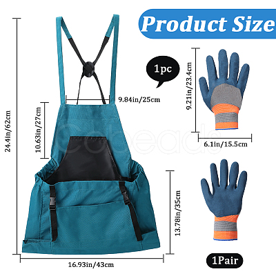 Outdoor Gardening Oxford Fabric Apron and Nylon Safety Work Gloves Sets AJEW-GF0010-19B-1
