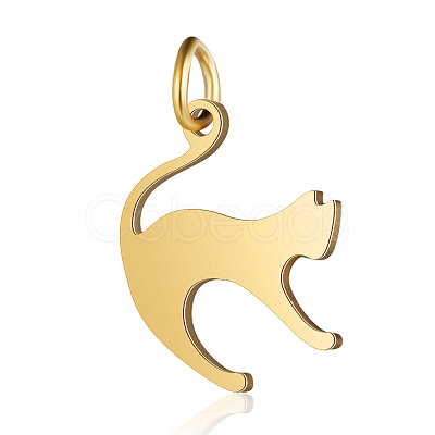 201 Stainless Steel Kitten Pendants STAS-S105-T553D-2-1