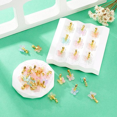 36Pcs 9 Colors Baking Paint Handmade Lampwork Pendants PALLOY-TA00157-1