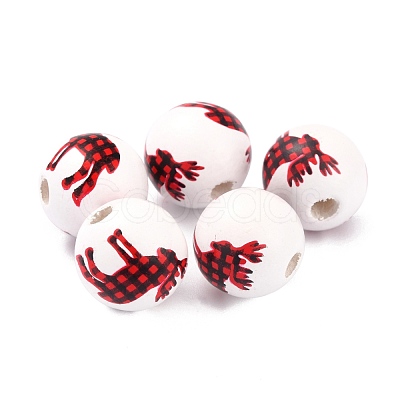 Dyed Natural Wooden Beads WOOD-O005-02B-1