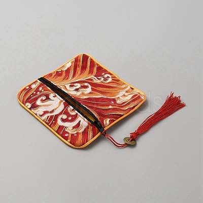 Square Cloth Jewelry Packing Pouches Drawstring Bags with Tassel ABAG-WH0032-68D-1
