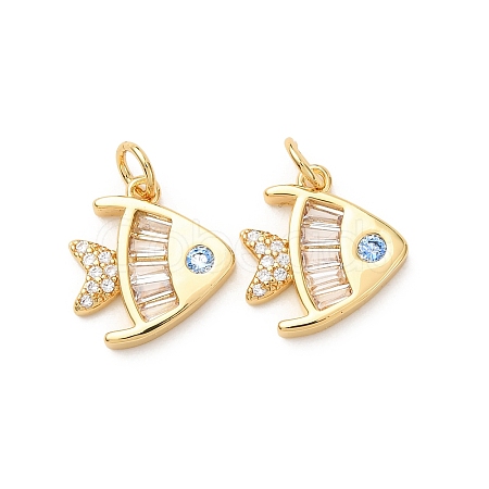 Brass Micro Pave Cubic Zirconia Pendants KK-D019-01B-G-1