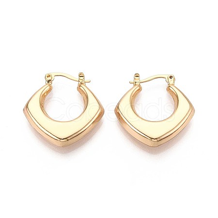 Rhombus Brass Hoop Earrings EJEW-T047-109G-1