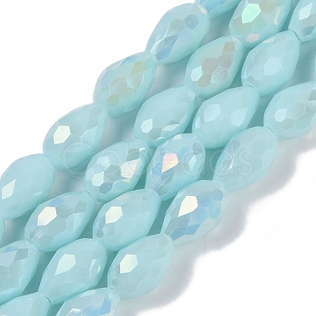Opaque Solid Color Electroplate Glass Beads Strands EGLA-N013-P8mm-B11-1