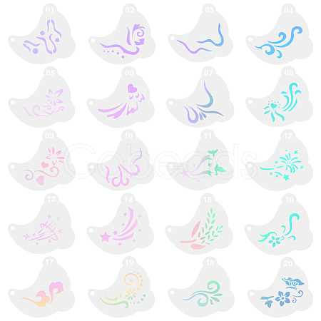20Pcs PET Tattoo Stencil Templates AJEW-WH20141-12-1