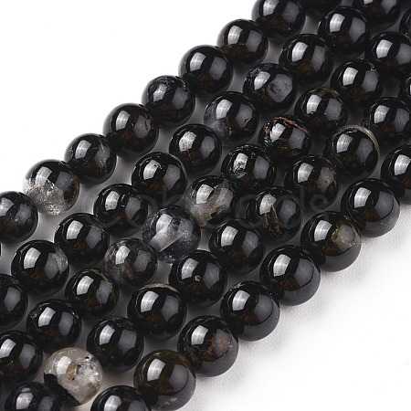 Natural Black Tourmaline Beads Strands X-G-F666-05-6mm-1