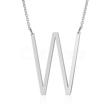 Non-Tarnish 201 Stainless Steel Initial Pendants Necklaces NJEW-S069-JN003D-W-1