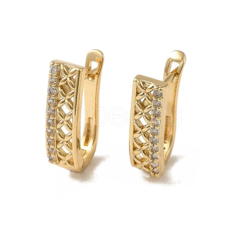 Brass Micro Pave Cubic Zirconia Hoop Earring EJEW-L271-10KCG-05-1