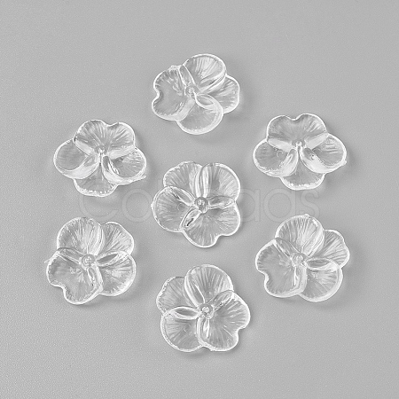 4-Petal Transparent Acrylic Beads X-TACR-R135-01-1