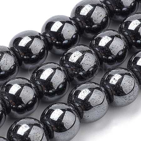 Non-magnetic Synthetic Hematite Beads Strands G-S259-44-6mm-1