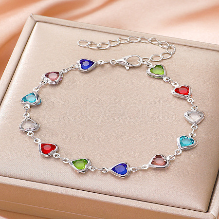 Alloy Heart Link Chain Bracelets for Woman WH-WG55349-01-1
