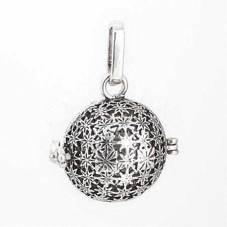 Brass Cage Pendants KK-R036-21AS-1