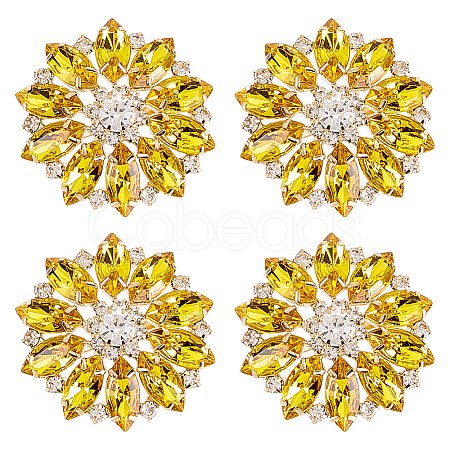 4Pcs Alloy & Glass & Rhinestone Shank Buttons BUTT-FG0001-63A-1