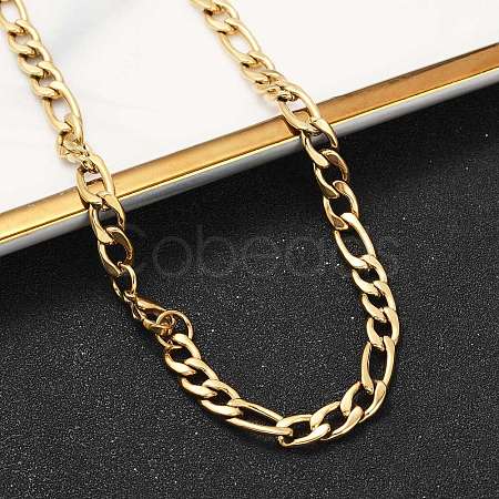 Fashionable 304 Stainless Steel Figaro Chain Necklaces for Men LS-STAS-A028-N017G-1