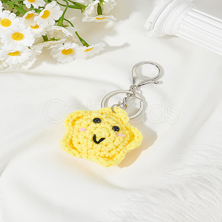 1Pc Star Acrylic Fiber Knitting Pendant Keychain KEYC-LP0001-59-1