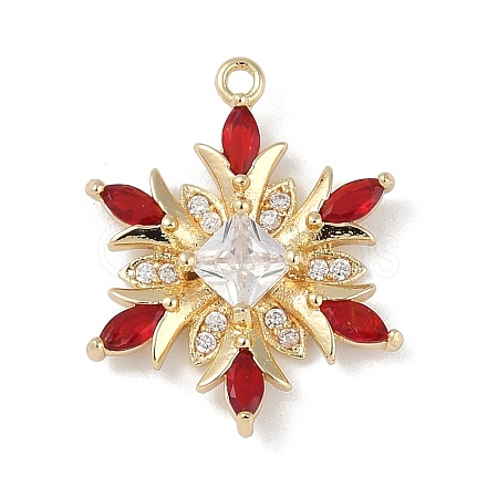 Christmas Theme Brass Micro Pave Cubic Zirconia Pendants X-KK-Z065-01-01G-1