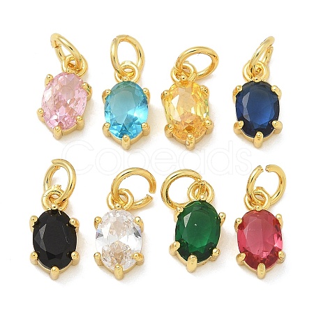 Brass Micro Pave Cubic Zirconia Pendants KK-U050-06G-01-1
