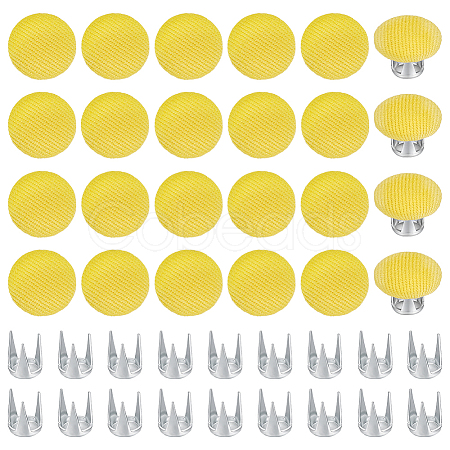 24 Bags Flat Round Cloth Cap Nail Buttons BUTT-BC0001-21D-1