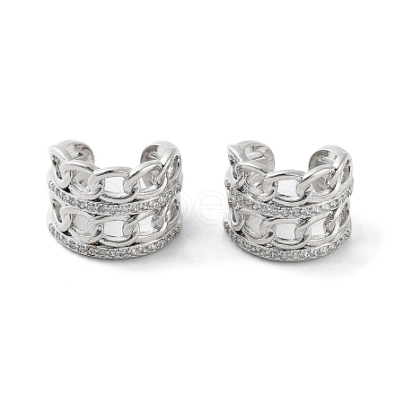 Brass Micro Pave Cubic Zirconia Cuff Earrings EJEW-D088-09P-1