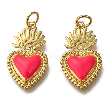 Golden Tone Brass Enamel Pendants KK-K750-01G-B-1
