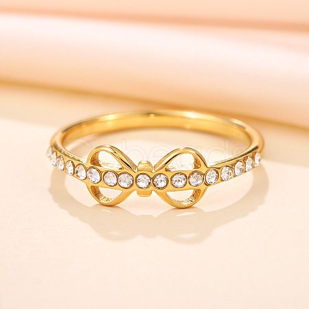 201 Stainless Steel Rhinestone Finger Rings WG06442-04-1