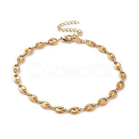 PVD Vacuum Plating 304 Stainless Steel Coffee Bean Chain Bracelet for Men Women BJEW-E031-16G-01-1
