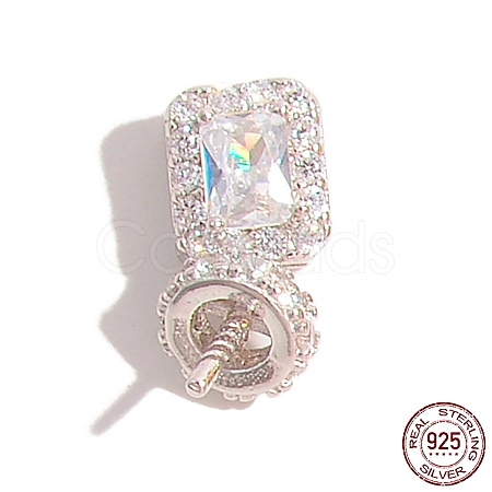 Rhodium Plated 925 Sterling Silver Pin Peg Bails STER-Z005-08P-1