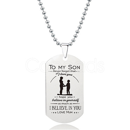 201 Stainless Steel To My Son Dog Tag Pendant Ball Chain Necklaces FS-WG527E6-09-1