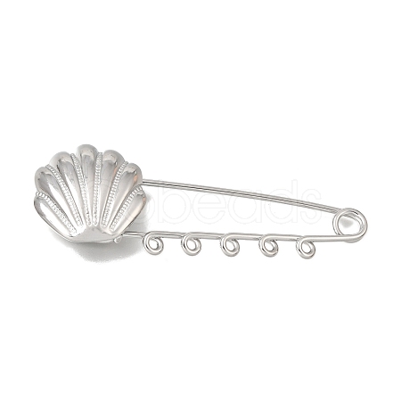Shell Shape 304 Stainless Steel Safety Pins Five Brooch Findings SA-CBAB767-06D-P-1
