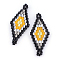 MIYUKI & TOHO Japanese Seed Beads, Handmade Links, Rhombus Loom Pattern, Orange, 31~32.5x13~13.5x1.5~2mm, Hole: 1mm