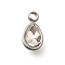 304 Stainless Steel Pendants, with Rhinestone, Stainless Steel Color, Teardrop, Crystal, 10.5x5.5x0.5mm, Hole: 1.8mm