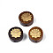 Natural Rosewood Undyed Beads, with Lotus-Shaped Raw(Unplated) Brass Slices, Flat Round, Saddle Brown, 15x7mm, Hole: 1.8mm