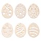 30Pcs 6 Style Undyed Natural Wooden Big Pendants, for Easter, Laser Cut, Easter Egg, Antique White, 67.5x52x2.5mm, Hole: 2mm, 5pcs/style