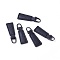 PU Leather Zipper Puller, Garment Accessories, with Alloy Findings, Trapezoid, Gunmetal, Black, 40x12x3.5mm, Hole: 5x7mm