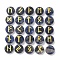 Brass Elder Futhark Alphabet Engraved Symbol Flat Round Natural Sodalite Rune Stones, for Chakras Balancing, Crystal Therapy, Meditation, Divination, 16.5~17.5x6~7mm, 25pcs/set