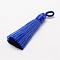 Polyester Tassel Big Pendant Decorations, Ice Silk Tassel, Blue, 60~67x8mm, Hole: 5x7mm