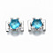 Brass Micro Pave Cubic Zirconia Cabochons, Fit Floating Locket Charms, Hexagon, Real 16K Gold Plated, Light Sky Blue, 7.5x5x3.5mm