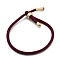 Cotton Cord Bracelets, with Brass Finding, Long-Lasting Plated, Real 24K Gold Plated, Dark Red, 8-1/2 inch(21.5cm)~9 inch(23cm)