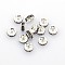 Brass Grade A Rhinestone Spacer Beads, Silver Color Plated, Nickel Free, Rondelle, Black Diamond, 6x3mm, Hole: 1mm