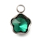 304 Stainless Steel Pendants, with Rhinestone, Stainless Steel Color, Star, Emerald, 10x7.5x4mm, Hole: 1.8mm