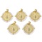 Saint Benedict Medal Brass & ABS Plastic Pearl Pendants, Long-Lasting Plated, Lead Free & Cadmium Free, Real 18K Gold Plated, 24.5x25x3.5mm, Hole: 4.5x3mm