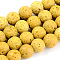 Synthetic Lava Rock Beads Strands, Dyed, Round, Gold, 6mm, Hole: 1mm, about 61pcs/strand, 14.96 inch(38cm)