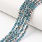 Electroplate Transparent Glass Beads Strands, Half Copper Plated, Faceted, Rondelle, Dodger Blue, 3.5x3mm, Hole: 0.4mm, about 113~118pcs/strand, 31~33cm