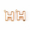 Brass Charms, with Shell, Real 18K Gold Plated, Nickel Free, Letter.H, 10x9x2mm, Hole: 0.9mm