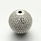 Brass Micro Pave Cubic Zirconia Round Beads, Cadmium Free & Lead Free, Clear, Platinum, 20mm, Hole: 3mm